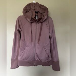 Athleta Hoodie Mauve Triumph Luxe Shine Full Zip French Terry Size M EUC